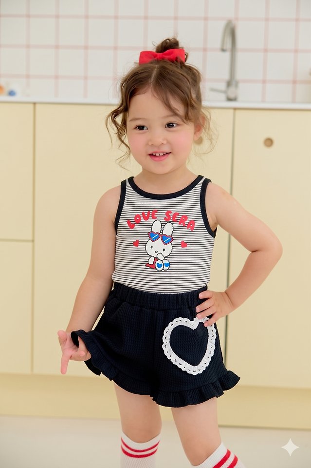 Sera - Korean Children Fashion - #magicofchildhood - Love Stripe Sleeveless Top - 12
