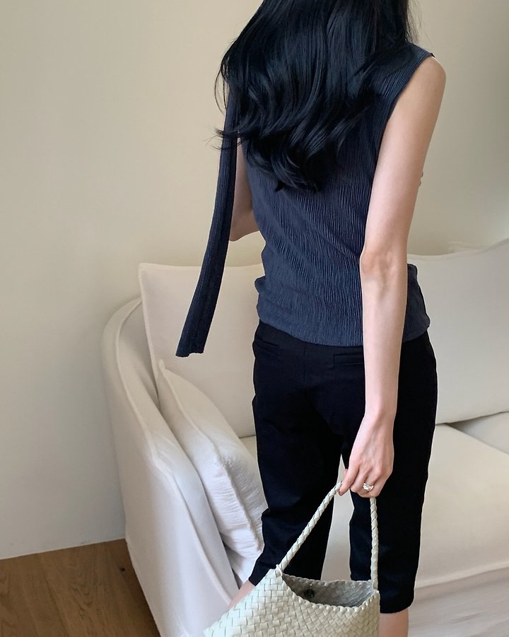 Something Else - Korean Women Fashion - #momslook - Amor Pleated Sleeveless Top - 12