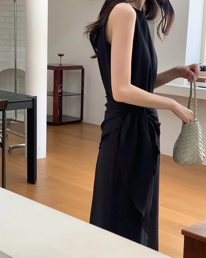 Something Else - Korean Women Fashion - #momslook - Sage Boat-Neck Wrap One-piece - 7