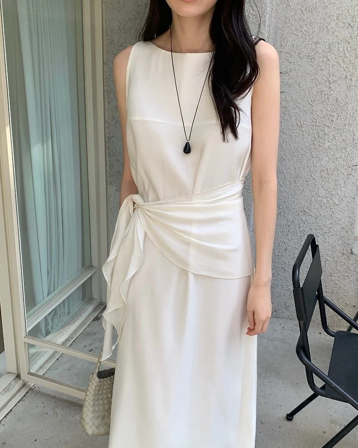 Something Else - Korean Women Fashion - #momslook - Sage Boat-Neck Wrap One-piece - 9