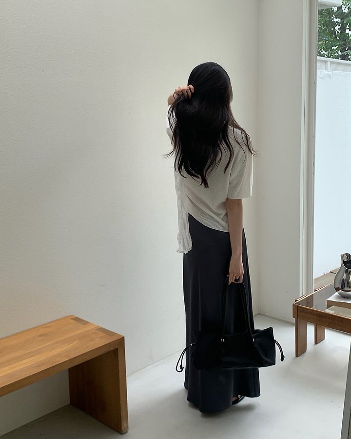 Something Else - Korean Women Fashion - #momslook - Boucle Wholegarment V-Neck Short-Sleeve Knit - 5