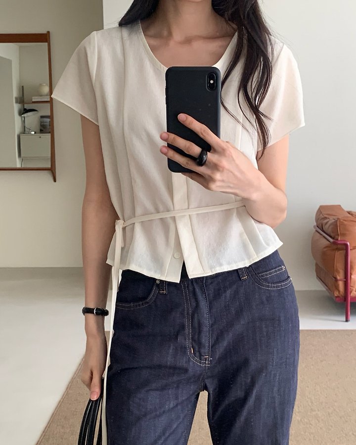 Something Else - Korean Women Fashion - #momslook - Loro String Blouse - 2