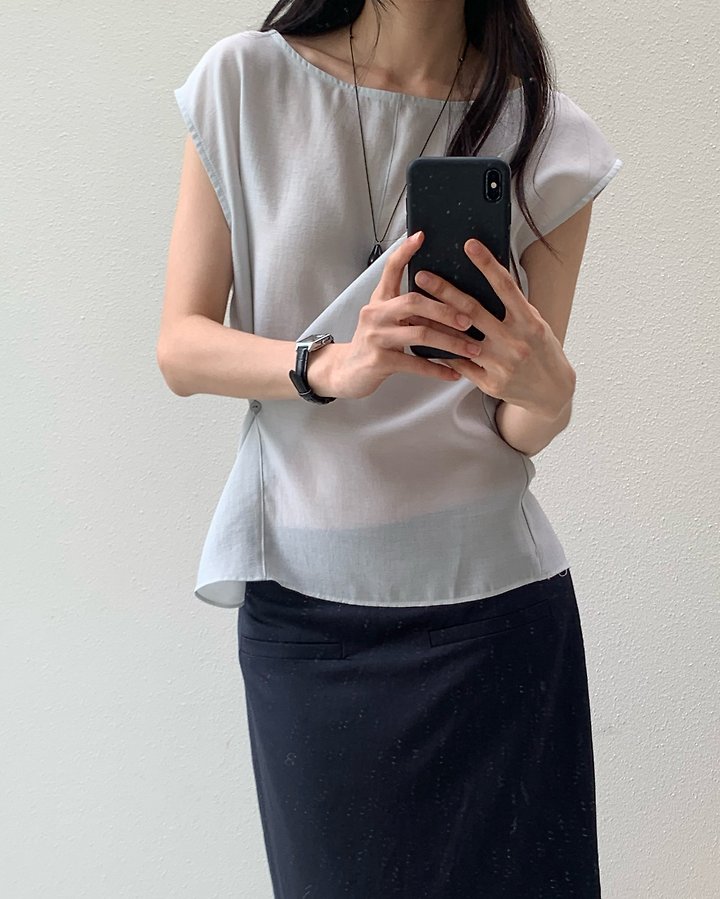 Something Else - Korean Women Fashion - #momslook - Manet Side-Button Flare Blouse - 10