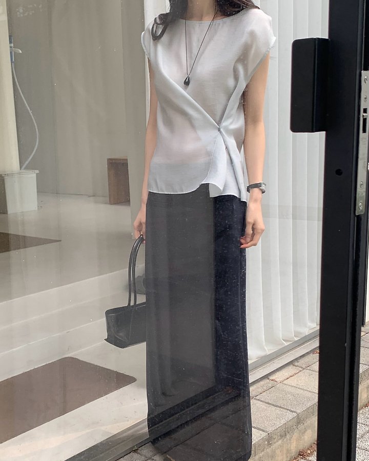 Something Else - Korean Women Fashion - #momslook - Manet Side-Button Flare Blouse - 11