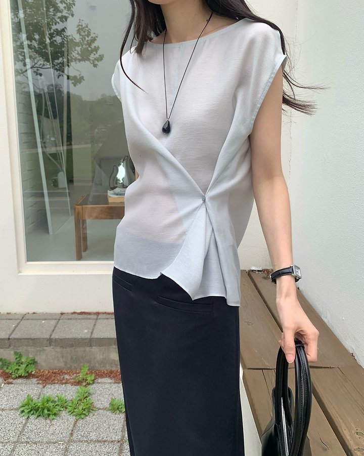 Something Else - Korean Women Fashion - #momslook - Manet Side-Button Flare Blouse - 12