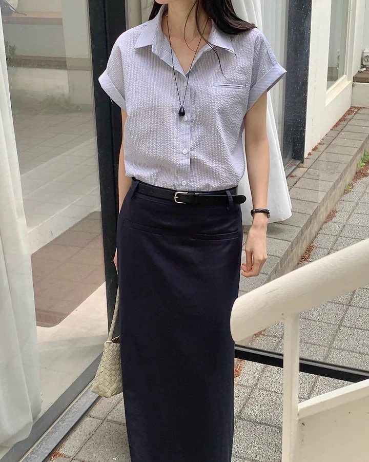 Something Else - Korean Women Fashion - #momslook - Daisy Roll-Up Shirt - 11