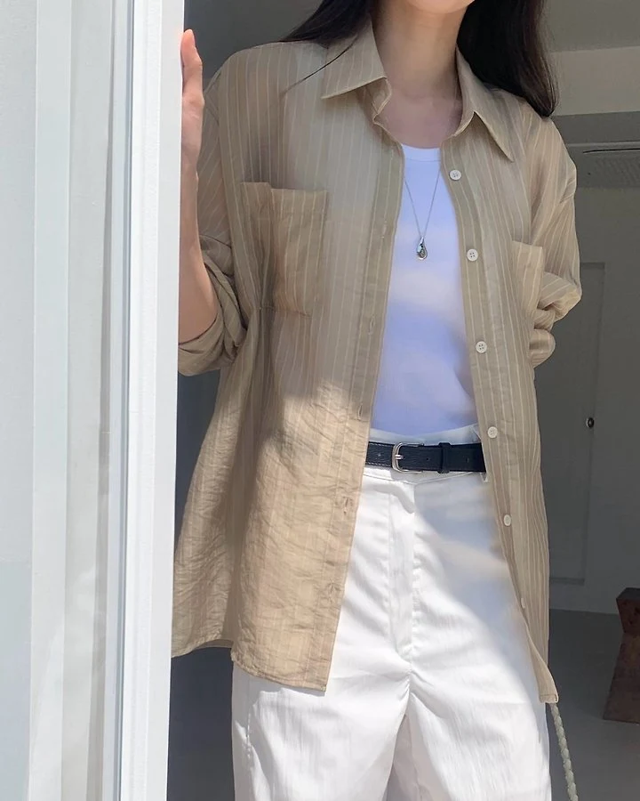 Something Else - Korean Women Fashion - #momslook - Summer Two-Pocket Shirt - 5