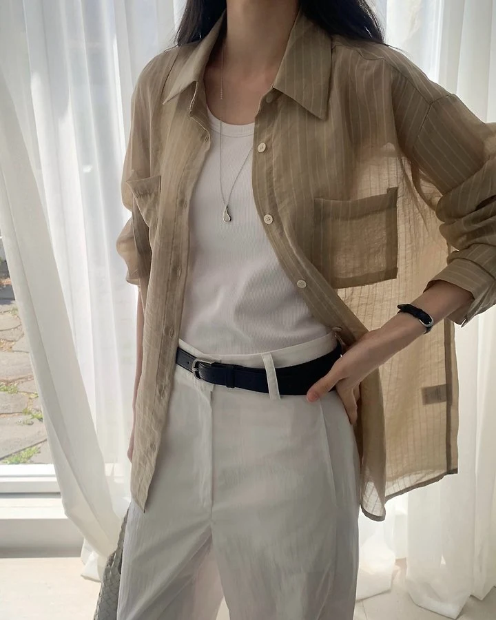 Something Else - Korean Women Fashion - #momslook - Summer Two-Pocket Shirt - 7