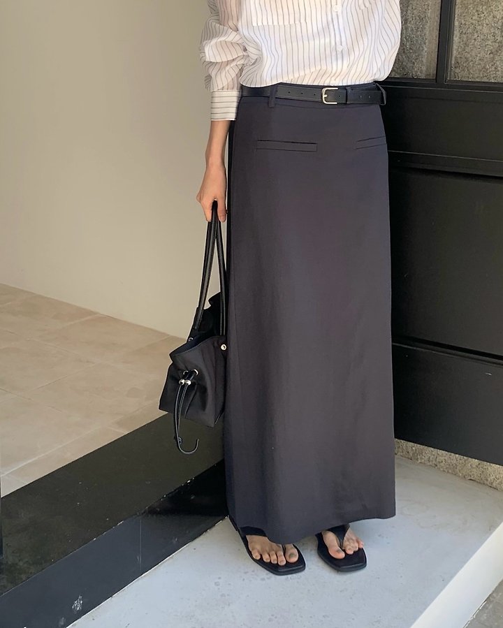 Something Else - Korean Women Fashion - #momslook - Rosie Satin Maxi Skirt - 2