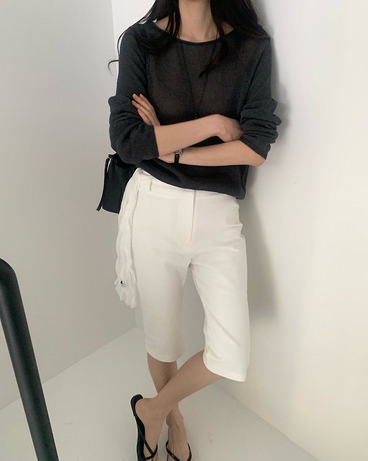 Something Else - Korean Women Fashion - #momslook - Net Summer Long-Sleeve Knit - 3