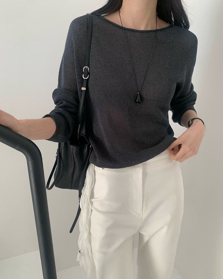 Something Else - Korean Women Fashion - #momslook - Net Summer Long-Sleeve Knit - 6