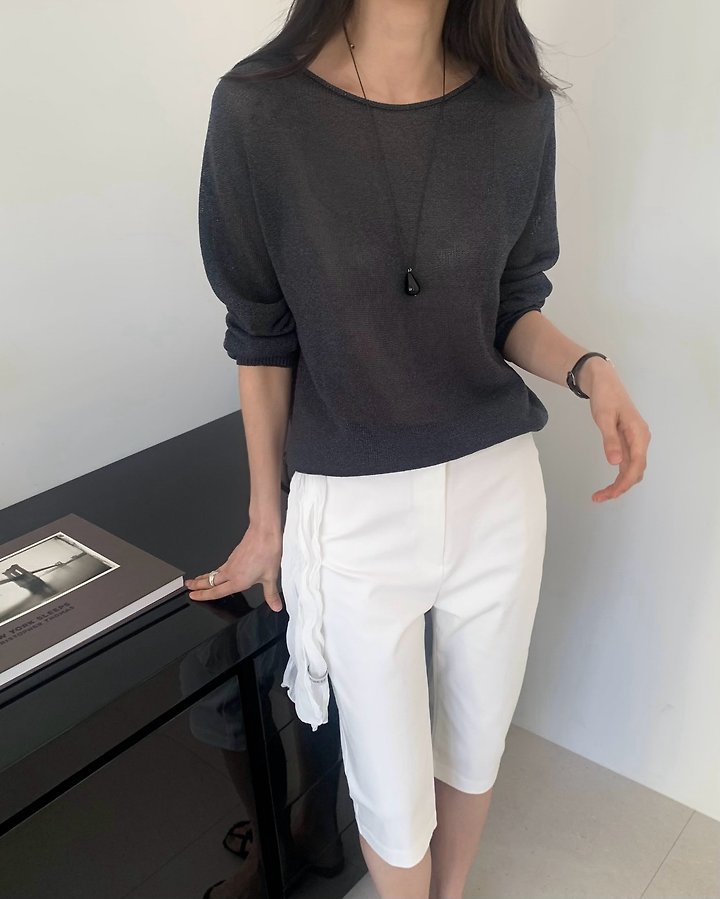 Something Else - Korean Women Fashion - #momslook - Net Summer Long-Sleeve Knit - 7