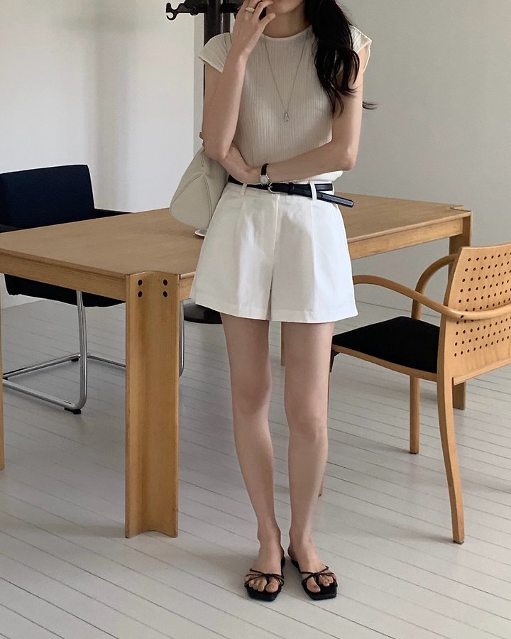 Something Else - Korean Women Fashion - #momslook - Taupe Ribbed Short-Sleeve Knit - 5
