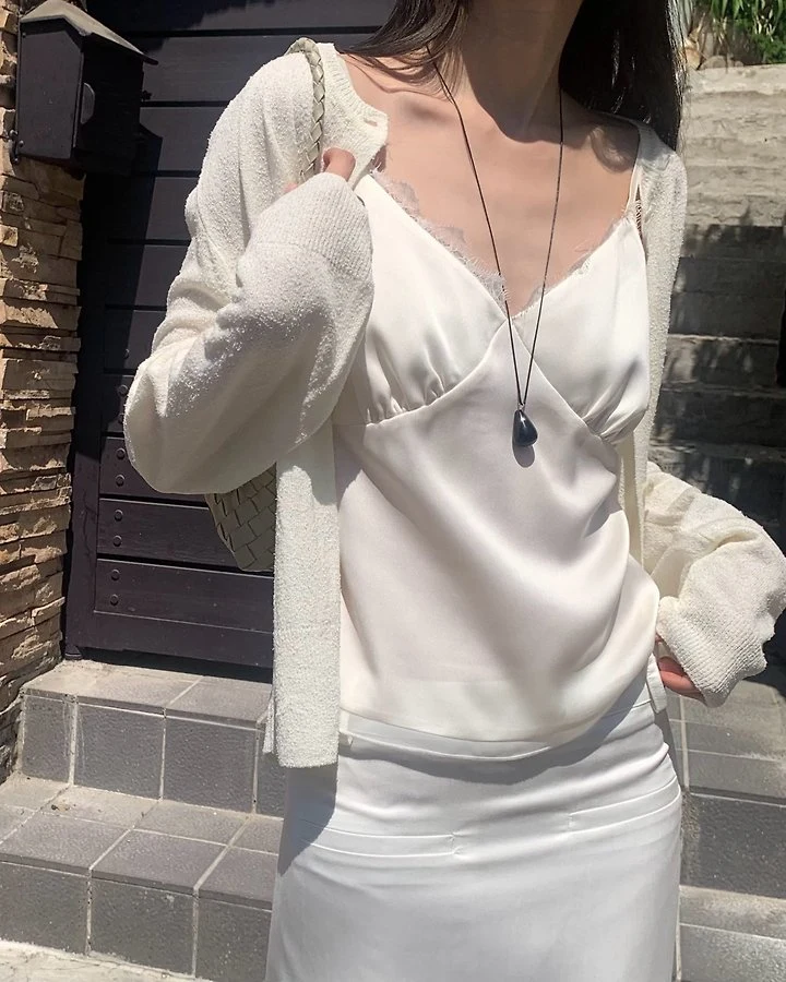 Something Else - Korean Women Fashion - #momslook - Mold Lace Sleeveless Blouse - 5
