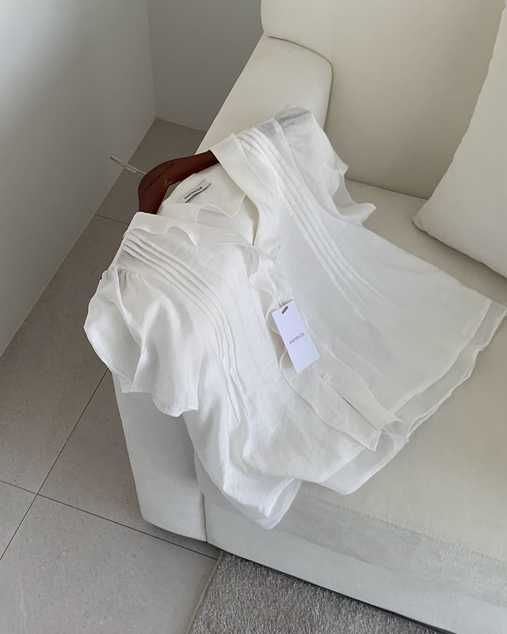 Something Else - Korean Women Fashion - #momslook - Mori Pintuck Frill Blouse - 2