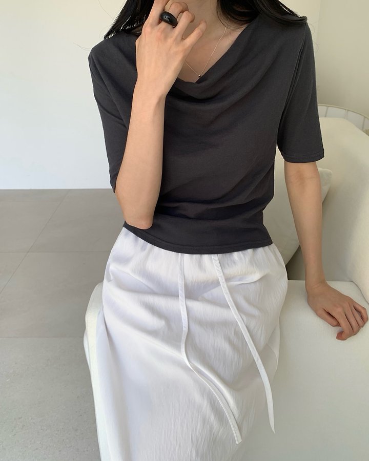 Something Else - Korean Women Fashion - #momslook - More Shirring Flare Tee - 11