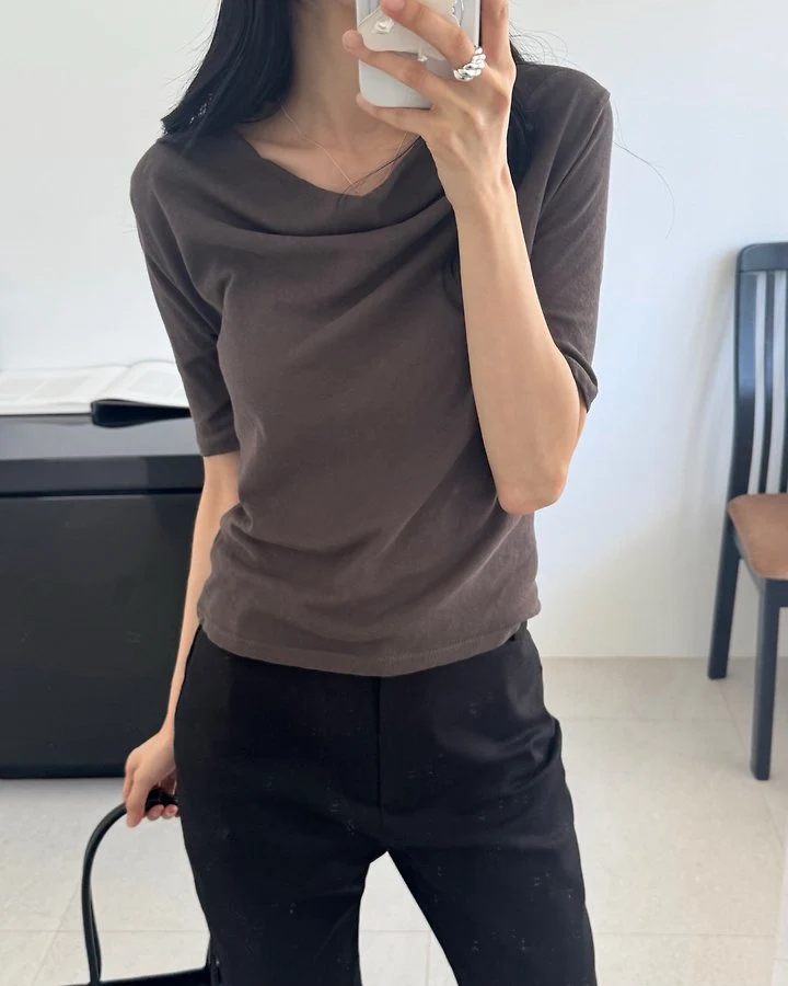 Something Else - Korean Women Fashion - #momslook - More Shirring Flare Tee - 7
