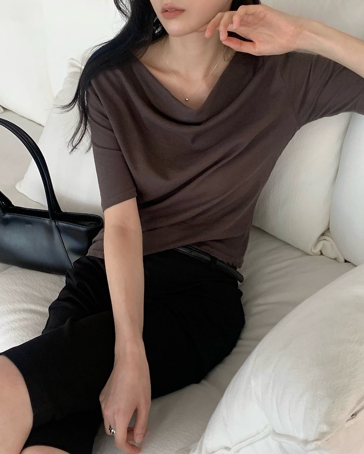 Something Else - Korean Women Fashion - #momslook - More Shirring Flare Tee - 9