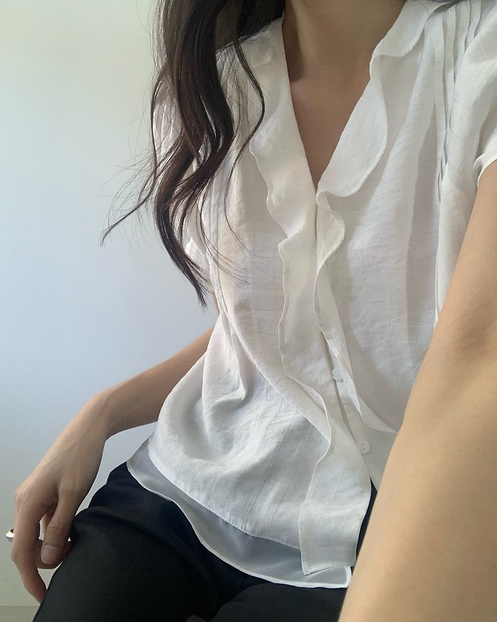 Something Else - Korean Women Fashion - #pursuepretty - Mori Pintuck Frill Blouse - 8