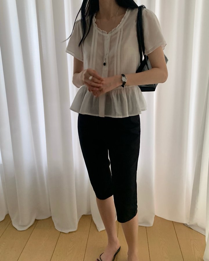 Something Else - Korean Women Fashion - #restrostyle - Sherbet Frill Pintuck Blouse - 6