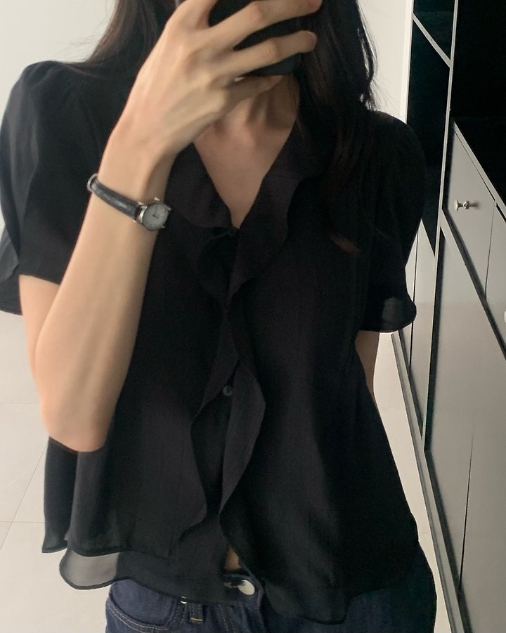 Something Else - Korean Women Fashion - #romanticstyle - Mori Pintuck Frill Blouse - 10