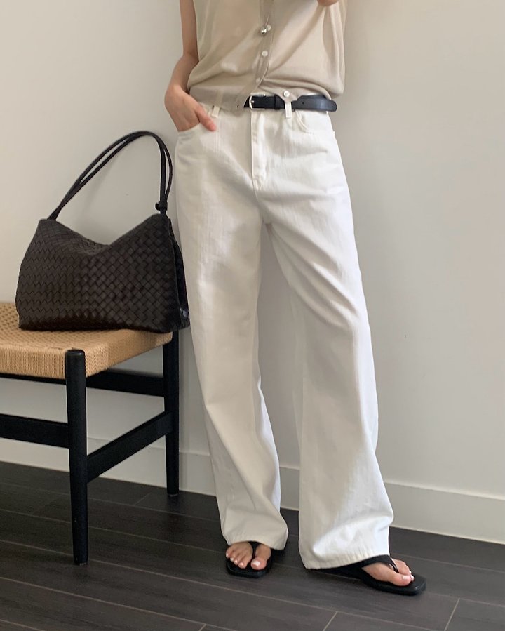 Something Else - Korean Women Fashion - #romanticstyle - Veil Summer Wide Denim Pants - 5
