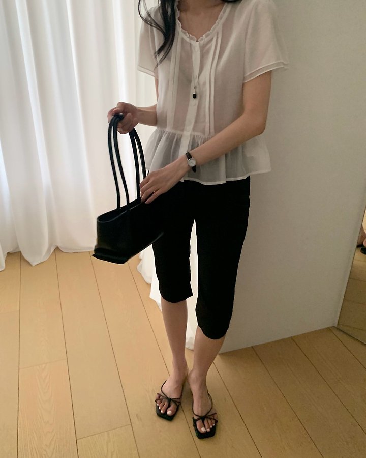 Something Else - Korean Women Fashion - #shopsmall - Sherbet Frill Pintuck Blouse - 8