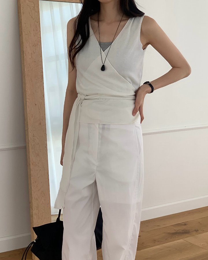 Something Else - Korean Women Fashion - #shopsmall - Hissle Wrap Sleeveless Cardigan - 10