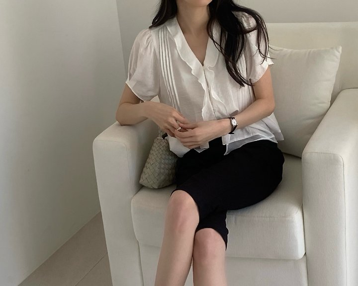 Something Else - Korean Women Fashion - #vintageinspired - Mori Pintuck Frill Blouse - 6