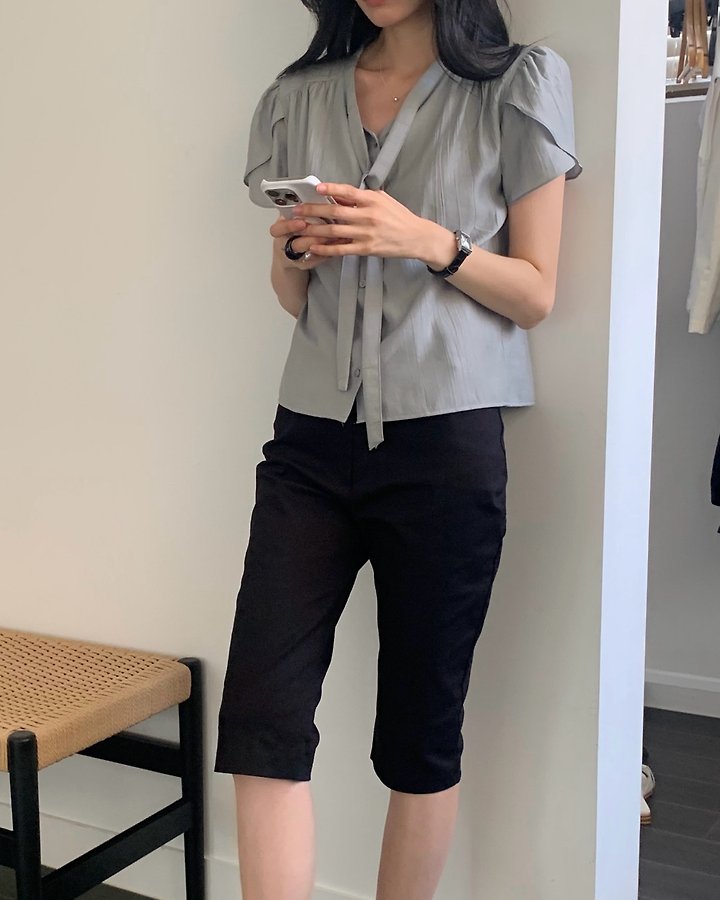 Something Else - Korean Women Fashion - #vintageinspired - Renne Tulip Tie Blouse - 2