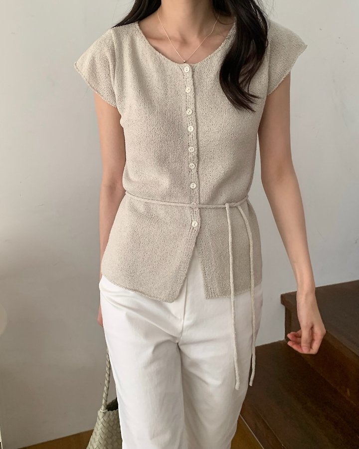 Something Else - Korean Women Fashion - #womensfashion - Rave Short-Sleeve Strap Knit Top - 11