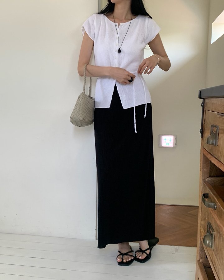 Something Else - Korean Women Fashion - #womensfashion - Rave Short-Sleeve Strap Knit Top - 3