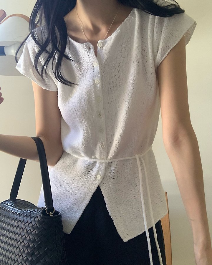 Something Else - Korean Women Fashion - #womensfashion - Rave Short-Sleeve Strap Knit Top - 9
