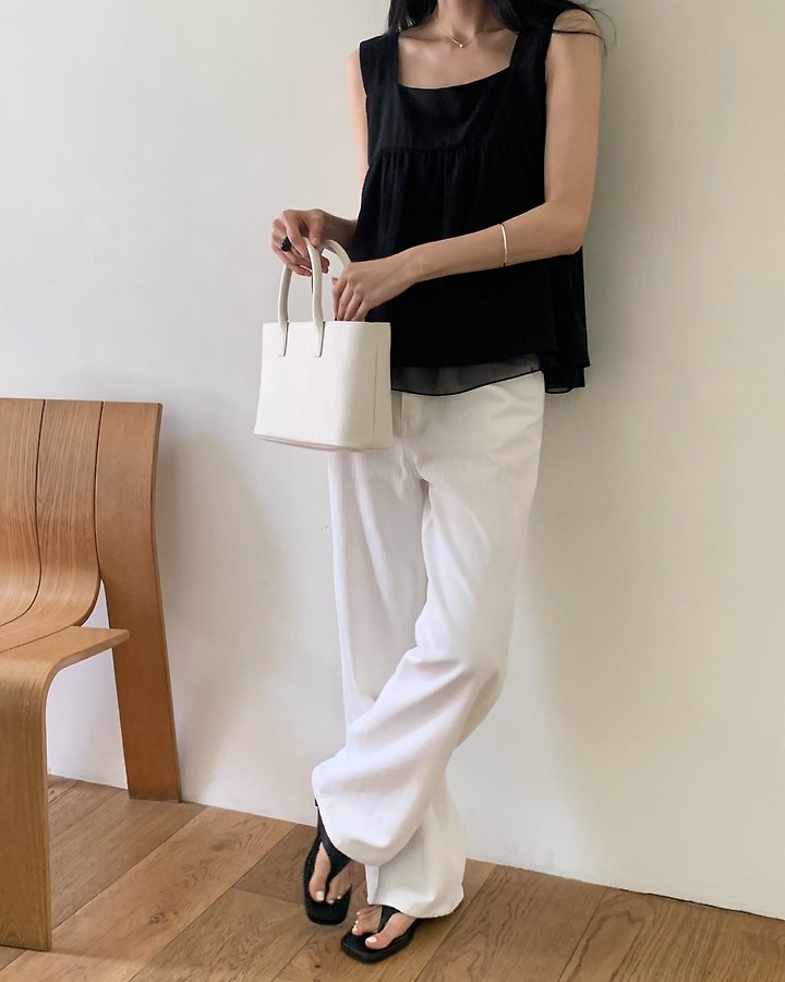 Something Else - Korean Women Fashion - #womensfashion - Falling Square-Neck Sleeveless Blouse - 5