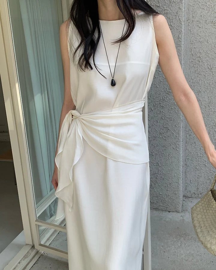 Something Else - Korean Women Fashion - #womensfashion - Sage Boat-Neck Wrap One-piece - 12