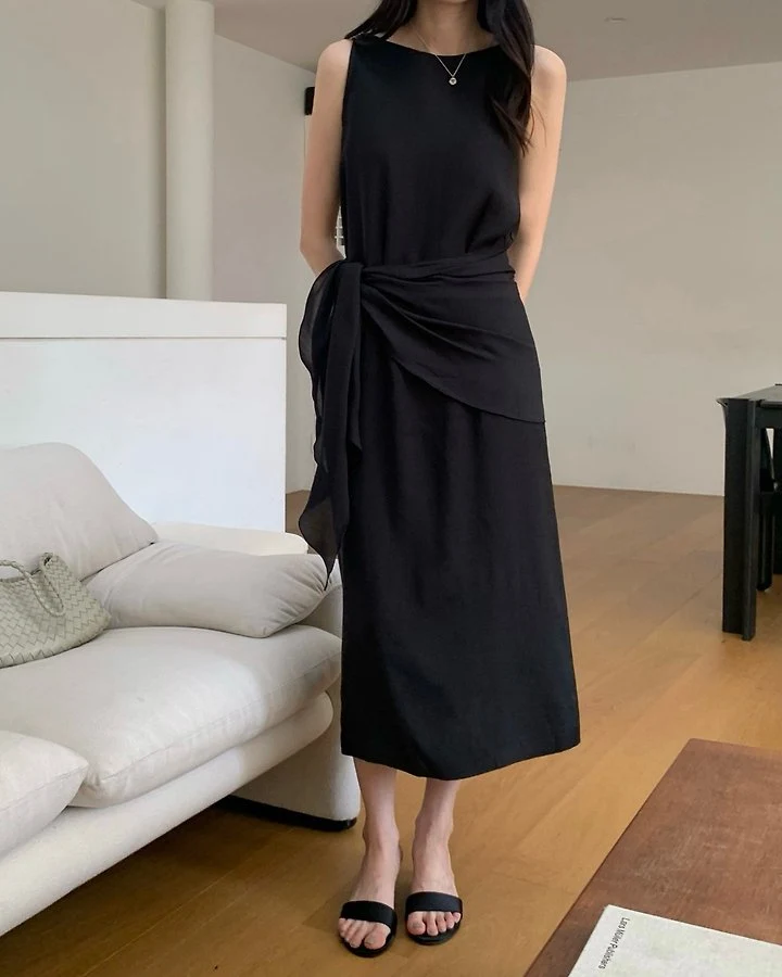Something Else - Korean Women Fashion - #womensfashion - Sage Boat-Neck Wrap One-piece - 6