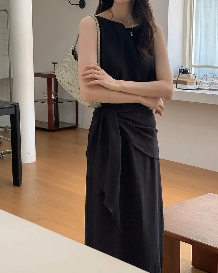 Something Else - Korean Women Fashion - #womensfashion - Sage Boat-Neck Wrap One-piece - 8