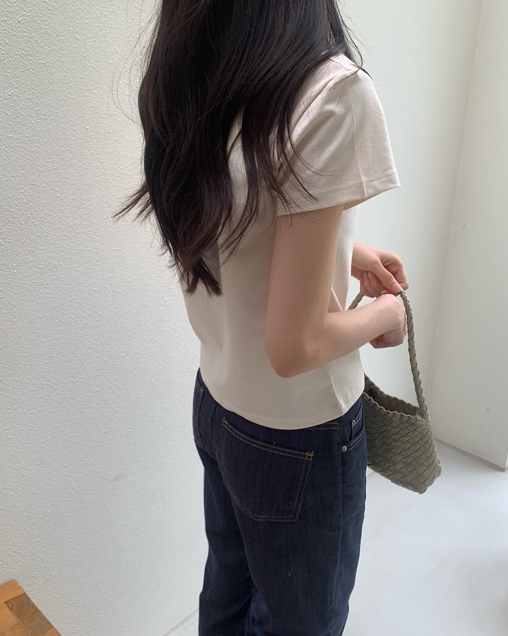 Something Else - Korean Women Fashion - #womensfashion - Beginning Round-Neck Short-Sleeve Tee - 11