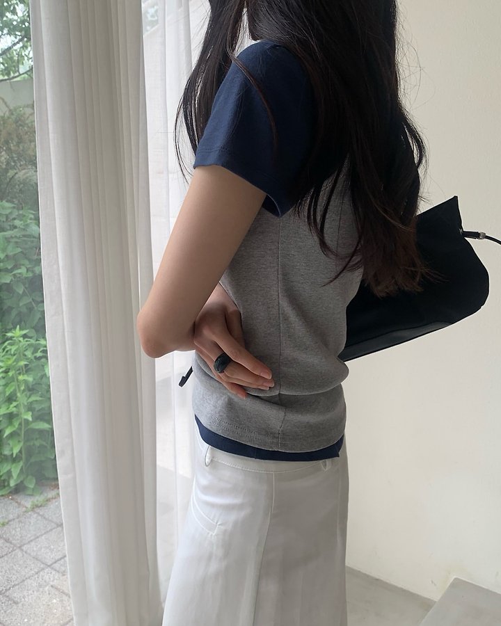 Something Else - Korean Women Fashion - #womensfashion - Beginning Round-Neck Short-Sleeve Tee - 5