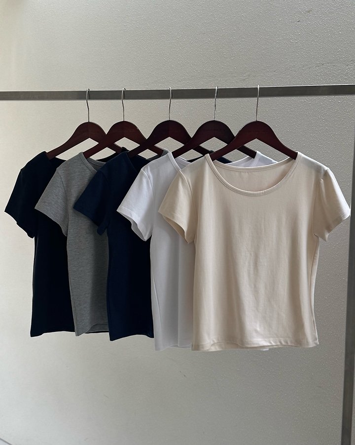 Something Else - Korean Women Fashion - #womensfashion - Beginning Round-Neck Short-Sleeve Tee - 7