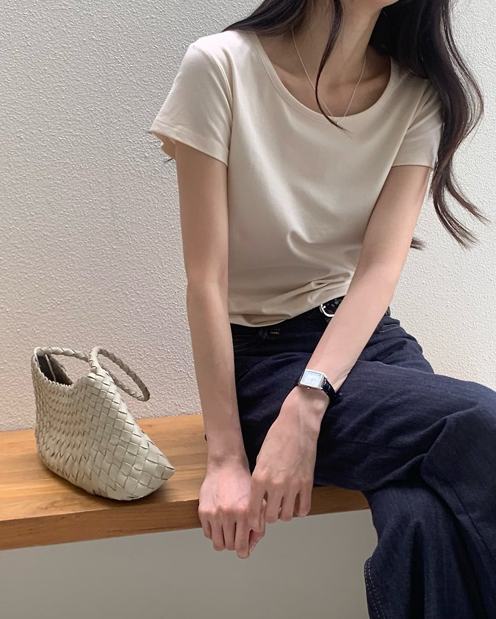 Something Else - Korean Women Fashion - #womensfashion - Beginning Round-Neck Short-Sleeve Tee - 9