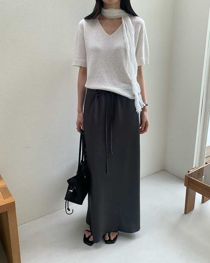 Something Else - Korean Women Fashion - #womensfashion - Boucle Wholegarment V-Neck Short-Sleeve Knit - 2