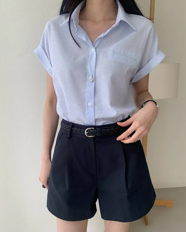 Something Else - Korean Women Fashion - #momslook - Daisy Roll-Up Shirt - 4