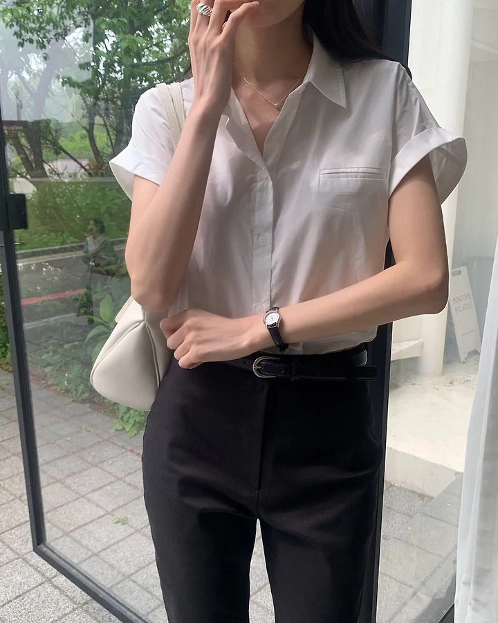 Something Else - Korean Women Fashion - #womensfashion - Daisy Roll-Up Shirt - 8
