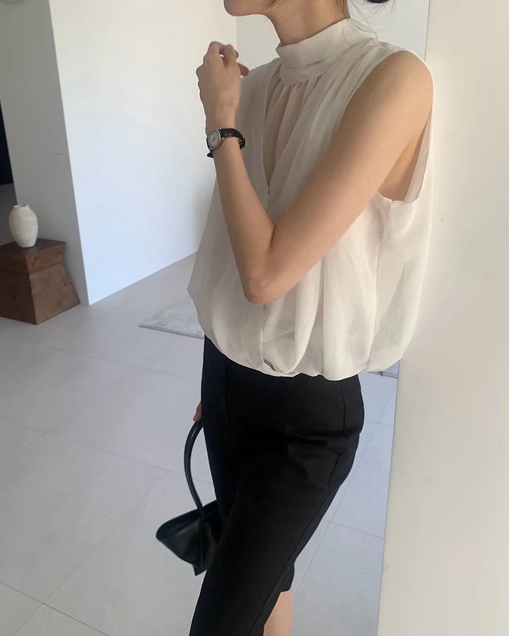 Something Else - Korean Women Fashion - #womensfashion - Robe Draped Wrap Blouse - 5