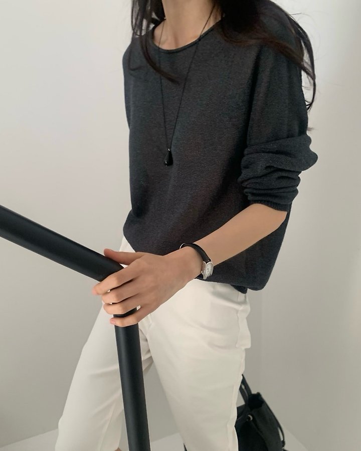Something Else - Korean Women Fashion - #momslook - Net Summer Long-Sleeve Knit - 4