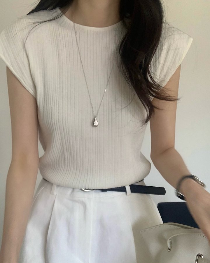 Something Else - Korean Women Fashion - #womensfashion - Taupe Ribbed Short-Sleeve Knit - 7