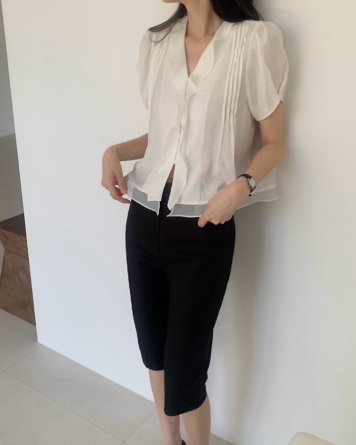 Something Else - Korean Women Fashion - #womensfashion - Mori Pintuck Frill Blouse - 5