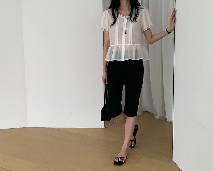 Something Else - Korean Women Fashion - #womensfashion - Sherbet Frill Pintuck Blouse - 12