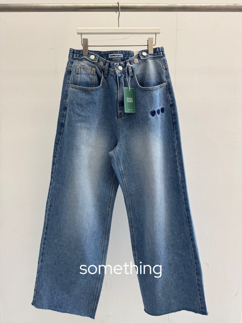 Something - Korean Women Fashion - #momslook - Heart Denim Pants